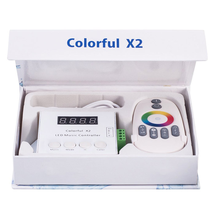 DC5/12/24V, X2 Dream Color LED Music Controller, Built-in Multi Progams With Wireless RF Touch Remote Audio interface For Addressable LED Strips DC5/12/24V, X2 Dream Color LED Music Controller, Built-in Multi Progams With Wireless RF Touch Remote Audio interface For Addressable LED Strips